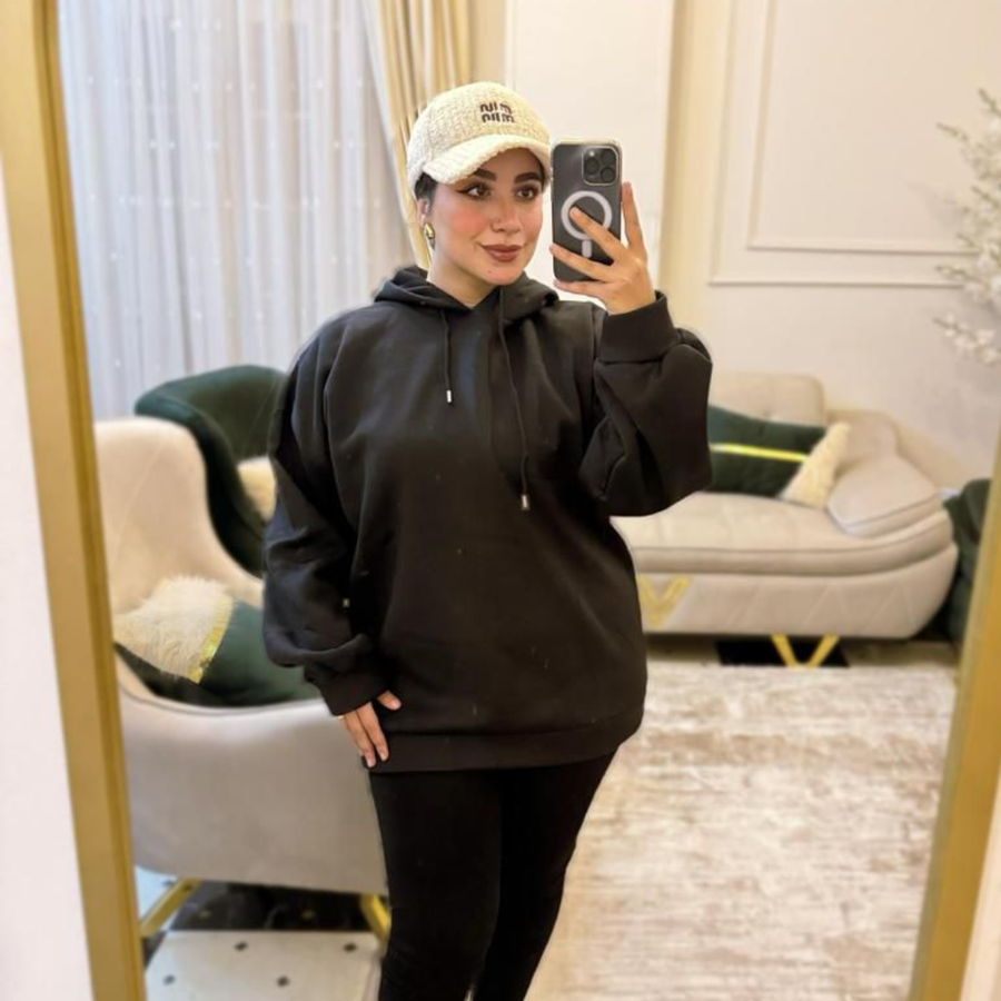 هودى اسود فرى سايز