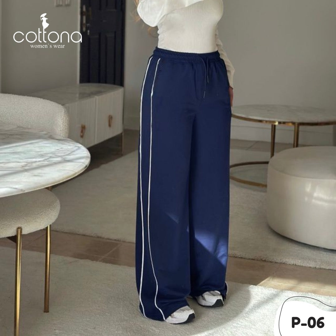 بنطلون قطن وأيد ليج كحلى